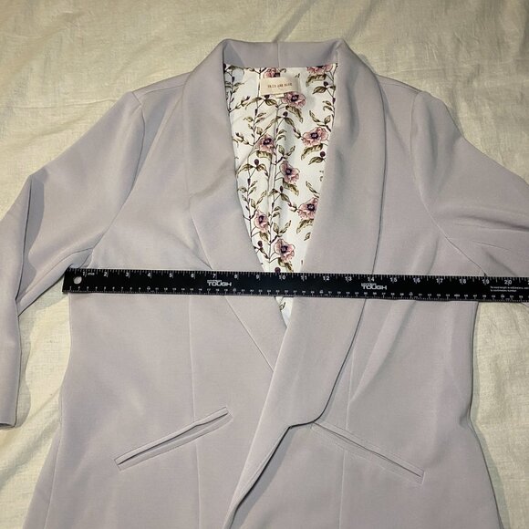 Skies Are Blue Hannah Modal Scuba Blazer Womens L Gray Floral Lined 3/4 Arm EUC - Picture 7 of 9